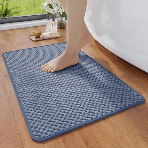 YDKGL Alfombras de baño antideslizantes, superabsorbentes, de secado rápido, para baño, textura de tejido de espuma, alfombras de baño delgadas,