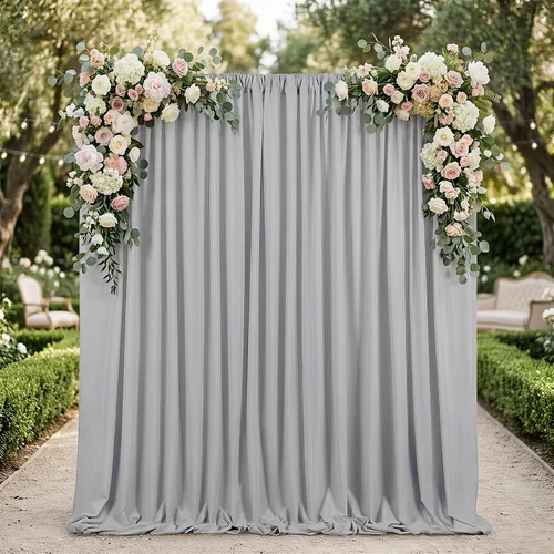 Miniatura 79 de Cortinas de Telón de Fondo Blanco de 2 Paneles 5 x 1,5 m de Poliéster, Telón de Fondo para Fotografía, Cortinas para Decoración de Fondo de Boda
