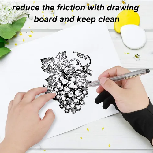 Miniatura 5 de Guantes para tableta de dibujo de artista, guantes de pintura con gráficos de dos dedos, tamaño libre, creativo tanto para mano derecha como