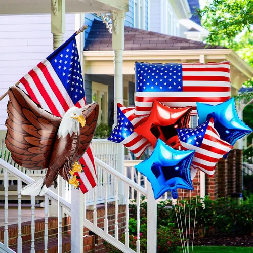 Miniatura 5 de Zhanmai 12 globos patrióticos de águila del 4 de julio, globos de Estados Unidos, rojo, blanco y azul, decoraciones de fiesta de aniversario del 250
