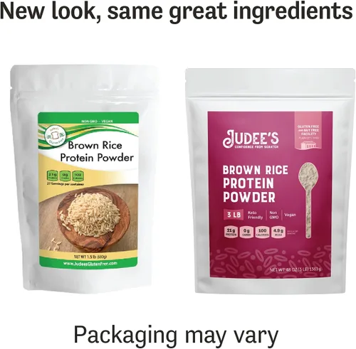 Miniatura 3 de Judee's Gluten Free Proteína en polvo de arroz integral – Fórmula de arroz germinado – Nutrición a base de plantas apta para dieta cetogénica – Base
