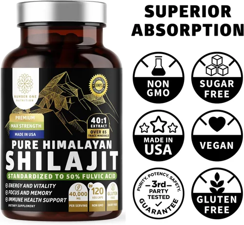 Miniatura 6 de Suplemento Shilajit puro del Himalaya para hombres y mujeres, [40,000 mg de fuerza máxima] contiene 50% de ácido fúlvico con más de 85 minerales