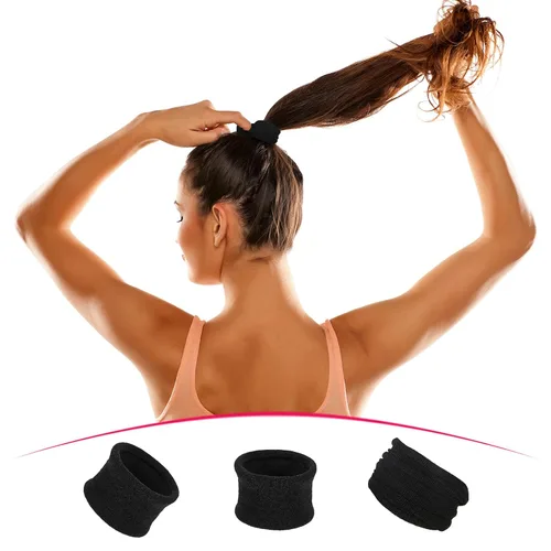 Miniatura 5 de EBOOT 20 piezas de gomas elásticas de algodón grandes para cabello, bandas para cola de caballo, cintas para la cabeza para cabello grueso, pesado