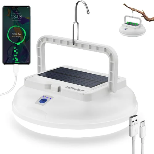 Luz solar para campamento, 4500 lm, recargable, impermeable, para campamento, senderismo, huracán, cortes de energía, emergencia en el hogar (126