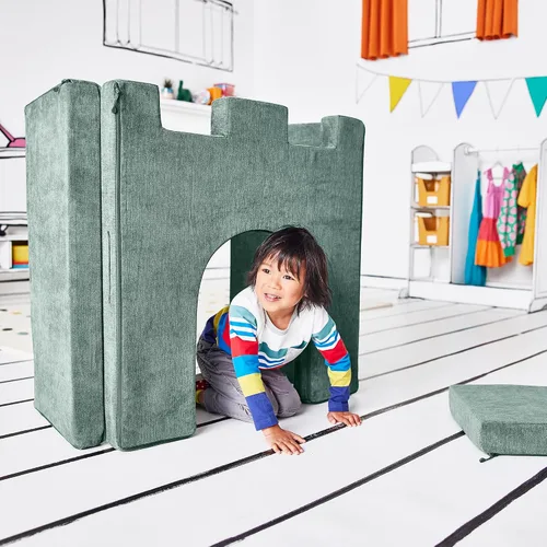 Miniatura 15 de Yourigami Sofá de juegos para niños y niños pequeños, sofá plegable convertible, diseño modular de espuma duradera, laguna azul Azul (Blue Lagoon)