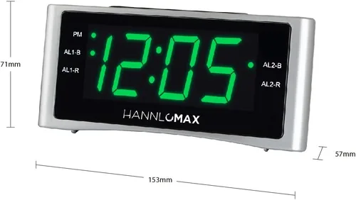 Miniatura 3 de HANNLOMAX Radio despertador HX-148CR, radio FM PLL, alarma dual, pantalla LED verde de 1.4 pulgadas, puerto USB para carga de 2.1 A, solo