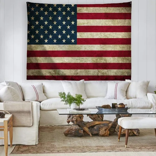 Miniatura 2 de PROCIDA Tapiz de pared con bandera estadounidense, vintage, retro, estrellas y rayas, bandera de Estados Unidos, tapiz de pared para dormitorio