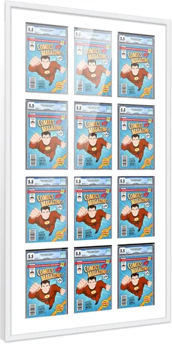 Miniatura 50 de Marco de cómic con paspartú para 8 CGC, CBCS o PGX Graded Comics - Marco de cómic blanco para cómics de 8.125 x 13 pulgadas Marco blanco