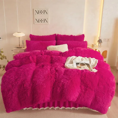 Miniatura 23 de Juego de Funda de Edredón Mullida Morada King, Juego de Ropa de Cama King de Piel Sintética Suave Peluda Morada 3 Piezas