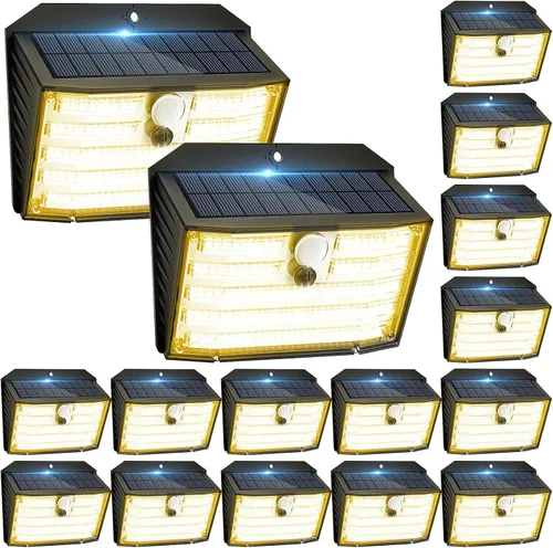 Miniatura 10 de CLAONER Luces solares para exteriores [126 LED], luces inalámbricas con sensor de movimiento, luces de seguridad impermeables IP65, 3 modos, ángulo