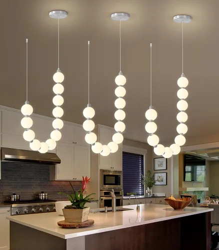 Miniatura 14 de Candelabros modernos LED regulables, bolas de acrílico, iluminación colgante de techo para sala de estar, comedor, dormitorio, luces colgantes