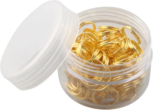 Miniatura 2 de 1 caja de anillos divididos de doble bucle, conectores de mini llaveros para hacer joyas, collares, pulseras, aretes, manualidades