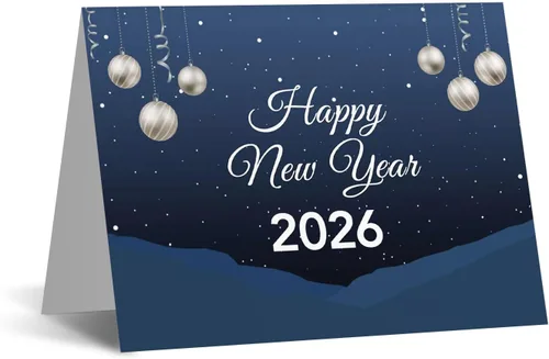 Miniatura 7 de Tarjetas de felicitación de feliz año nuevo 2026 – Nochebuena azul nevada de invierno, Navidad, Año Nuevo, vacaciones, saludos, invitaciones
