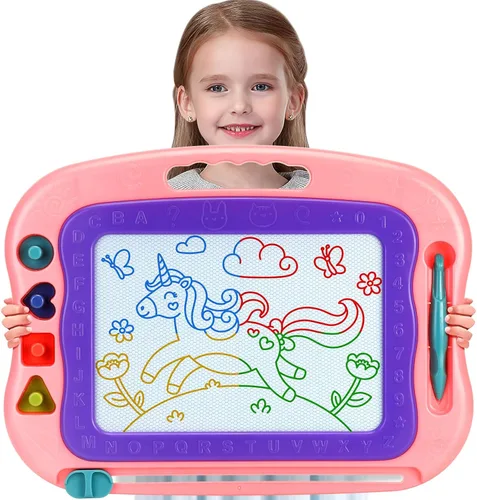 Miniatura 9 de Tablero magnético de juguetes para niños pequeños, tablero de dibujo magnético para niños pequeños, grabado de tamaño de viaje, escritura, pintura