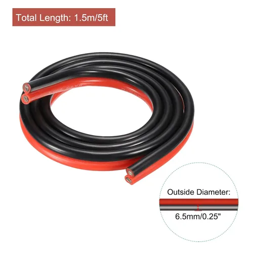 Miniatura 2 de MECCANIXITY Alambre de calibre 8, 2 conductores, alambre de silicona paralelo de 8 AWG, alambre eléctrico de cobre estañado de 4.9 ft/5 pies