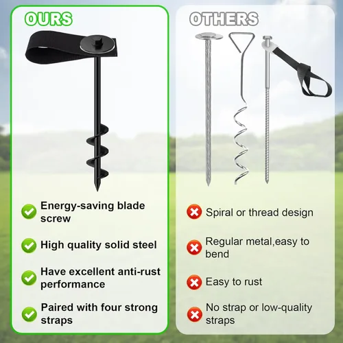 Miniatura 5 de Anclajes de suelo Eurmax USA Anclajes de trampolines con tornillo para vientos fuertes Estacas de tienda de campaña de alta resistencia Anclajes