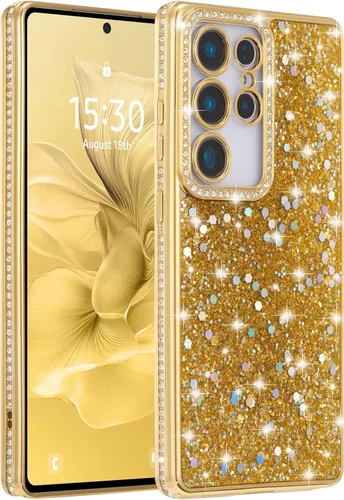 Miniatura 14 de FABSPARK Funda para Samsung Galaxy S22, Cristal Brillante Diamante Pedrería Lentejuela Brilloso Reluciente Espumoso Brillante Lujoso Galvanizado