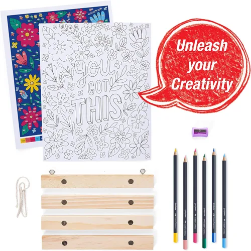 Miniatura 6 de Faber-Castell Arte de pared para colorear por números: You Got This - Artes y manualidades para adultos, regalos creativos para aliviar el estrés