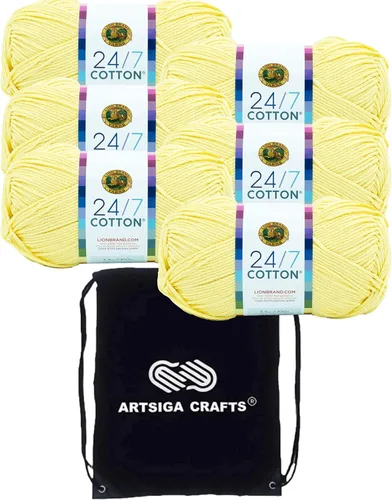 Miniatura 58 de Lion Brand 24/7 Algodón Rosa 761-101 (3 carretes - mismo lote de tinte) Hilado medio #4 de algodón para crochet y tejer con bolsa de proyecto