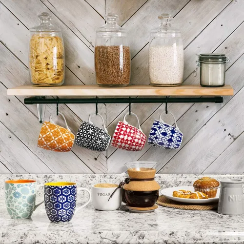 Miniatura 7 de Annovero Juego de 6 tazas de café grandes de porcelana para mujeres u hombres, aptas para microondas y lavavajillas, resistentes a las astillas
