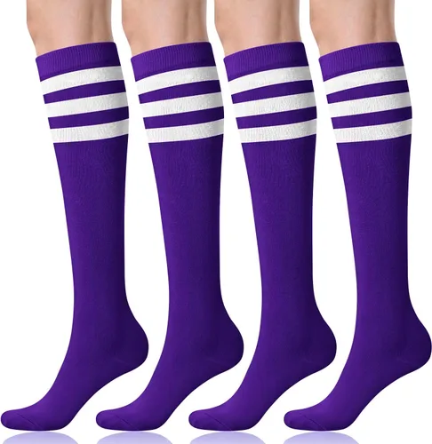 FITRELL Calcetines altos hasta la rodilla para mujer, calcetines deportivos para deportes al aire libre, calcetines casuales de tubo a rayas,