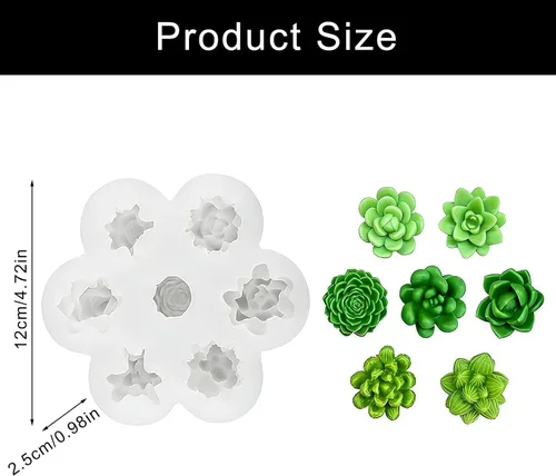Miniatura 6 de Succulent Fondant Molds 3D Silicone Cactus Succulents Leaves Moulds for Cake Decorating Cupcake Topper Candy Chocolate Gum Paste Polymer Clay DIY