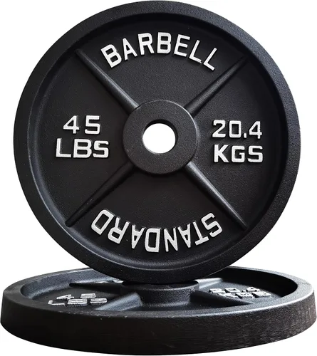 Miniatura 24 de Signature Fitness Olympic - Placa de pesas de hierro fundido de 2 pulgadas para entrenamiento de fuerza y levantamiento de pesas, varios tamaños
