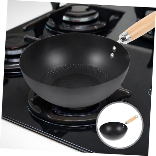 Miniatura 6 de COLLBATH Wok de hierro pequeño antiadherente estufa de gas sartén de 14.56 x 7.87 x 3.54 pulgadas para cocina casera utensilios de cocina versátiles