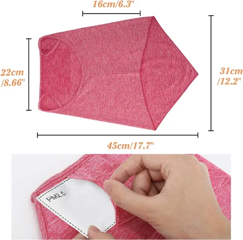 Miniatura 6 de Pañuelo bandana con cintas elásticas para las orejas, paquete de 3, pasamontañas con bolsillo para filtro, protección solar UV, máscara facial