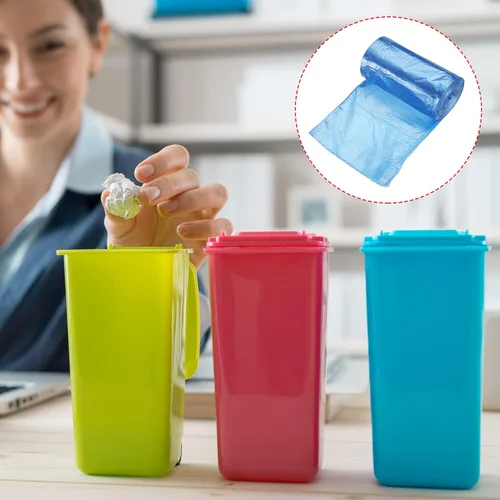 Miniatura 5 de MECCANIXITY Bolsas de basura pequeñas de 0.5 galones para mini basurero de escritorio, color azul, 4 rollos/120