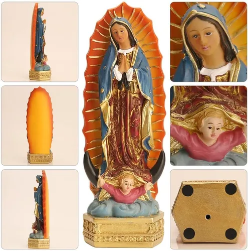 Miniatura 4 de Estatuas de la Virgen de Guadalupe orenm, Estatua de Nuestra Señora de Guadalupe de 8 Pulgadas en Color, Estatua de Resina de la Virgen María