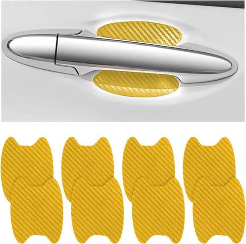 Miniatura 7 de 8 unidades de calcomanías para manija de puerta de coche, protector antiarañazos de fibra de carbono para taza de puerta de coche, película