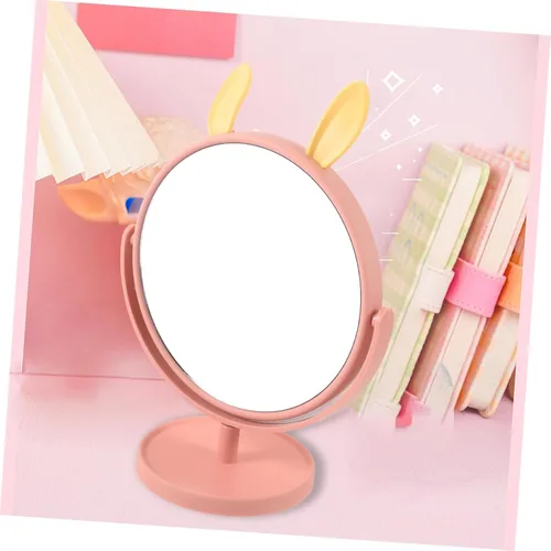 Miniatura 6 de LALAFINA Espejo de maquillaje para escritorio, con forma de orejas de conejo, cosmético de mesa para el hogar, dormitorio, baño, corte de pelo