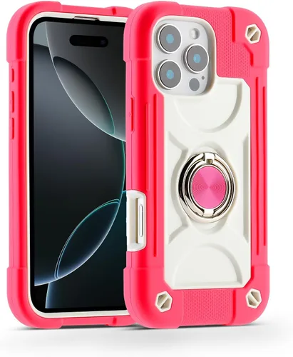 Miniatura 47 de MARKILL Funda compatible con iPhone 15 de 6.1 pulgadas con soporte integrado, [grado militar resistente de cuerpo completo] protección contra Rosa