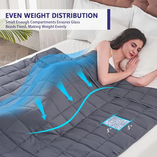 Miniatura 3 de yescool Manta pesada para adultos (15 libras, 60 x 80 pulgadas, gris), manta pesada de enfriamiento para dormir, perfecta para 140-160 libras, manta