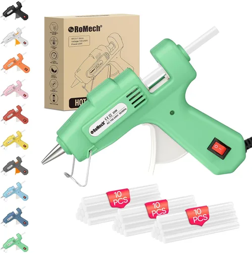 Miniatura 13 de ROMECH Mini pistola de pegamento caliente de 20 W con set de 30 barras de pegamento, kit de pistola de pegamento caliente de precalentamiento rápido