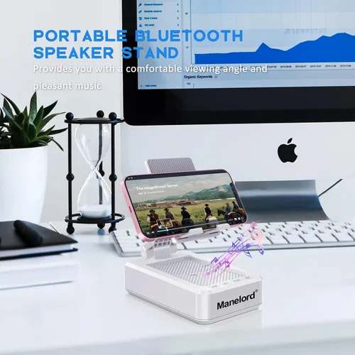 Miniatura 6 de Soporte para teléfono celular con altavoz Bluetooth inalámbrico compatible con iPhone/Samsung/iPad, soporte de teléfono de diseño antideslizante
