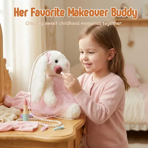 Miniatura 3 de Juguete de peluche de conejo, vestido de tutú rosa, falda de perla, cesta de Pascua, regalos para niñas, hija, sobrina, recital de baile, clase