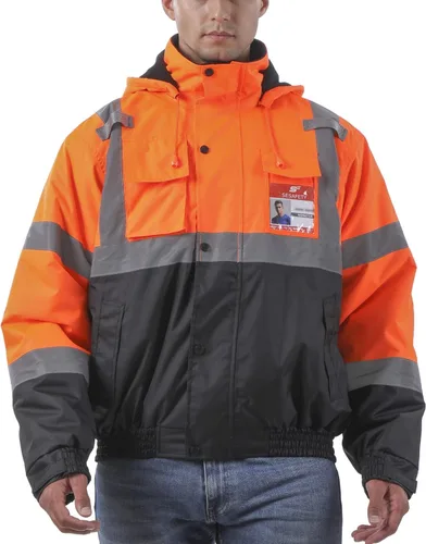 sesafety Chaqueta reflectante para hombre, chaquetas de alta visibilidad, chaquetas de seguridad para hombre, chaquetas de bomber de construcción de