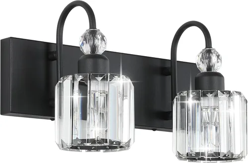 Miniatura 14 de Ralbay - Luces LED modernas de tocador para baño de 5 luces, luces de tocador de cristal sobre espejo, lámparas modernas de tocador para baño