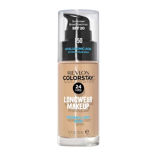 Base líquida Revlon, maquillaje facial ColorStay para piel normal y seca, SPF 20, cobertura media-completa de larga duración con acabado natural,