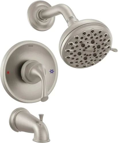 Miniatura 8 de Moen Idora 82115 - Juego de bañera y ducha Posi-Temp cromada con cabezal de ducha, manija de palanca, boquilla de bañera y válvula incluida, 82115