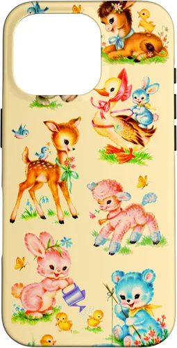 Miniatura 20 de Vintage Baby Animals Nursery 50's Retro Yellow Case for iPhone 17