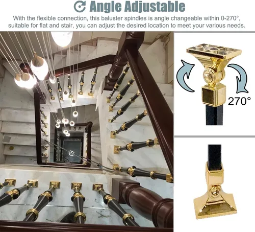 Miniatura 4 de CMYUN Husillos de balaustre de aluminio para interiores, elegante juego de barandillas comerciales para escaleras con zapatos, barandillas redondas