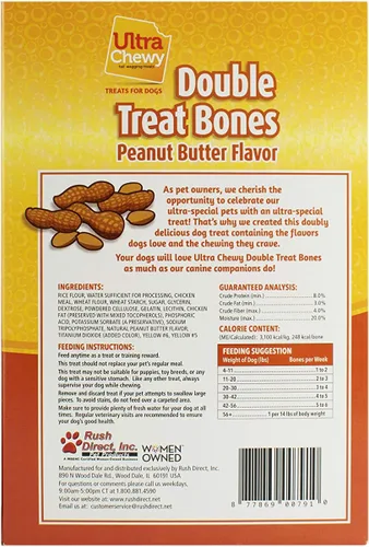 Miniatura 6 de Ultra Chewy Huesos dobles de mantequilla de maní: golosinas duraderas para perros fabricadas en Estados Unidos para razas grandes y pequeñas