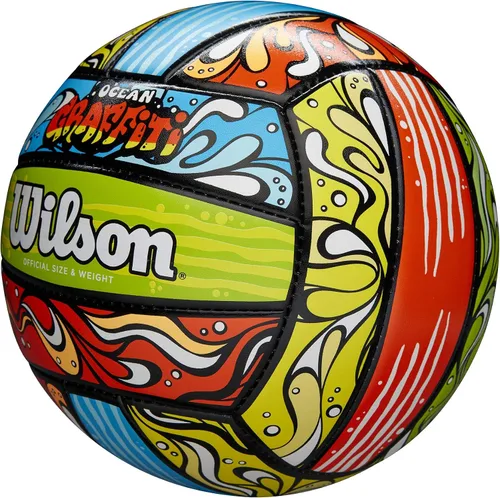 Miniatura 2 de Wilson - Balón de voleibol para actividades recreativas al aire libre, tamaño oficial Verde/Anaranjado/Azul
