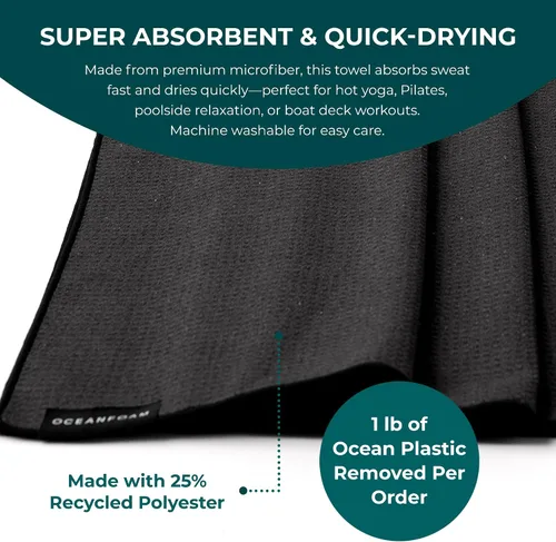 Miniatura 4 de Oceanfoam Toalla de playa ligera, absorbente, de secado rápido, resistente a la arena, antideslizante, ideal para entrenamientos, yoga, pilates