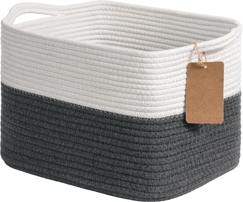 Miniatura 9 de Goodpick Cesta de Almacenamiento Negra para Estantes, Cestas Tejidas para Almacenamiento, Cestas de Almacenamiento de Juguetes para Niños, Cesta