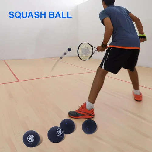 Miniatura 3 de J Bryant Squash Balls - Paquete de 4 bolas de goma de punto azul para principiantes y niños