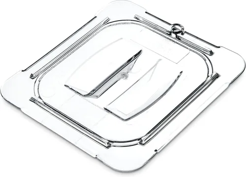 Carlisle FoodService Products StorPlus - Tapa con asa, cubierta para bandejas de comida de tamaño 1/6, 6.88 x 6.31 pulgadas, 1 unidad, transparente